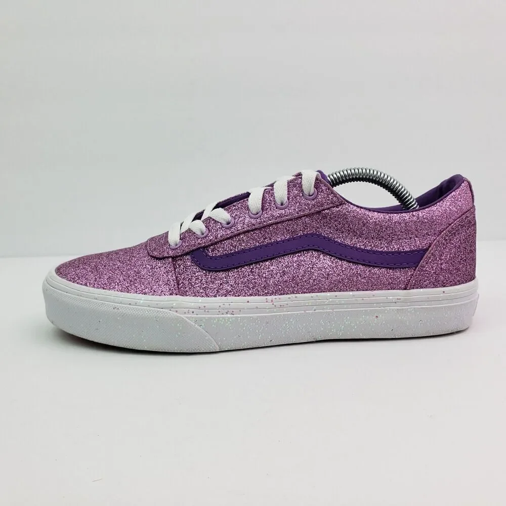 Vans Old Skool Girls Size 6Y Womens Sz 7.5 Purple Glitter Low Sneaker Shoes